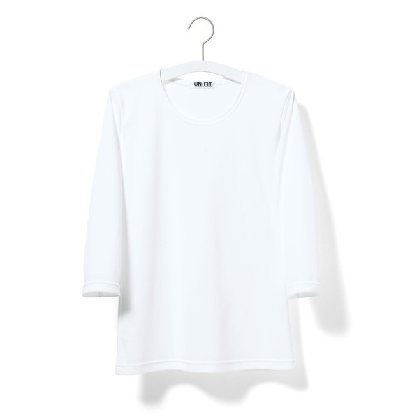 ヤギコーポレーション ユニフィット 介護ユニフォーム 七分袖Tシャツ ユニセックス UF8486 ホワイト L 1枚（取寄品）