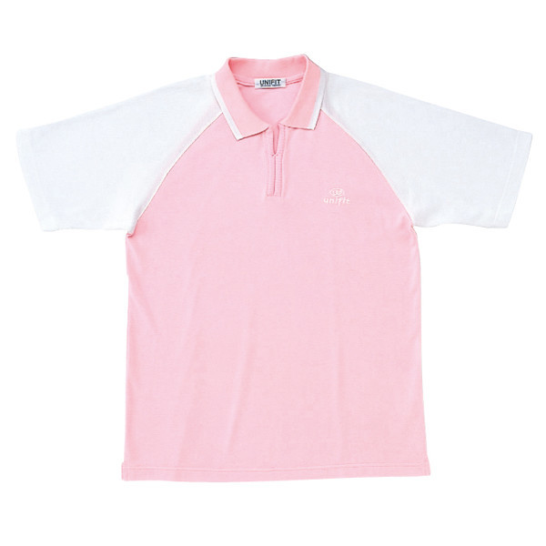 ヤギコーポレーション ユニフィット 介護ユニフォーム 半袖ポロシャツ ユニセックス UF8516 ピンク XXS 1枚（取寄品）