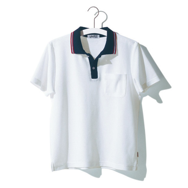 ヤギコーポレーション ユニフィット 介護ユニフォーム 半袖ポロシャツ ユニセックス UF8783 ホワイト XXS 1枚（取寄品）
