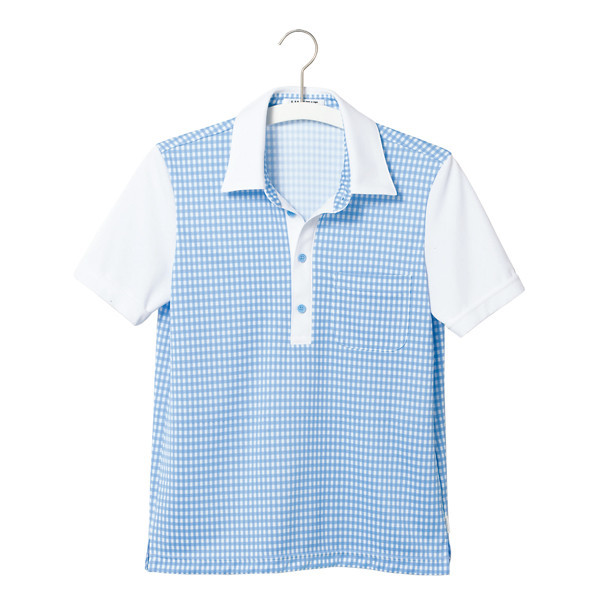 ヤギコーポレーション ユニフィット 介護ユニフォーム 半袖ポロシャツ ユニセックス UF8881 ブルー M 1枚（取寄品）