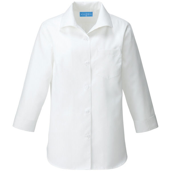 KAZEN（カゼン） レディスシャツ七分袖 ホワイト L 627-10 1着（直送品）