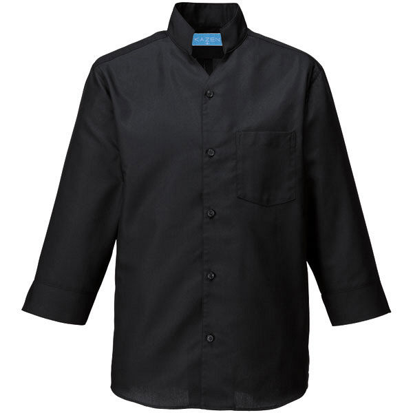 KAZEN（カゼン） シャツ七分袖（男女兼用） ブラック 3L 626-05 1着（直送品）