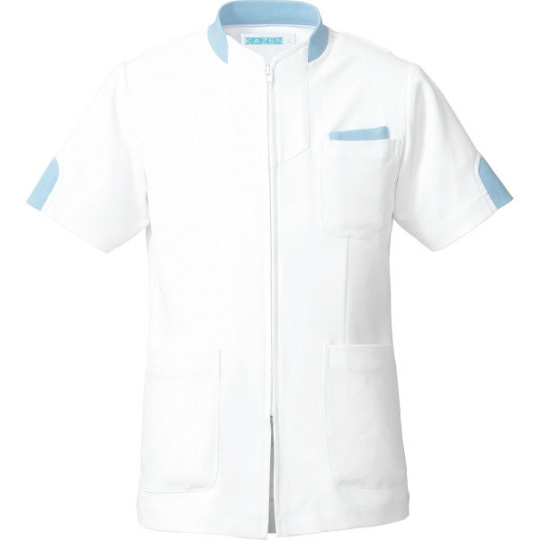 KAZEN ジャケット半袖（男女兼用） サックスブルー（水色） LL 248-21 　（直送品）