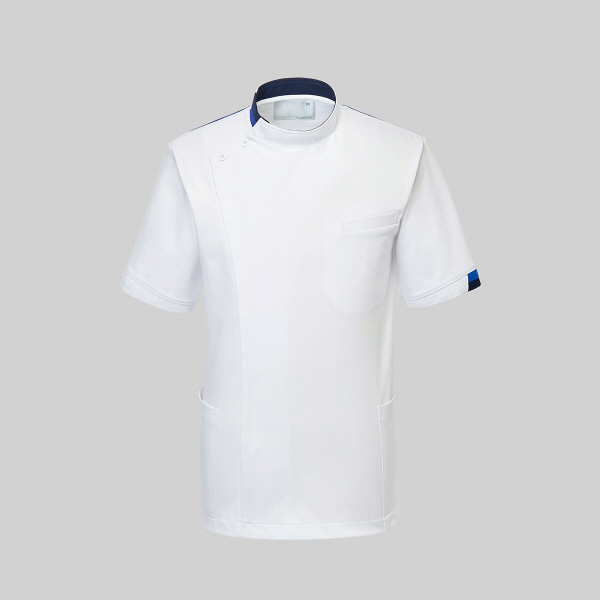 トンボメディカル メンズジャケット CM234 ホワイト×ロイヤルブルー S 医療白衣 1枚（取寄品）