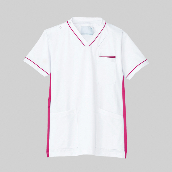 トンボメディカル スクラブ（肩開き） CM301 ホワイト×アマンドピンク L 医療白衣 1枚（取寄品）