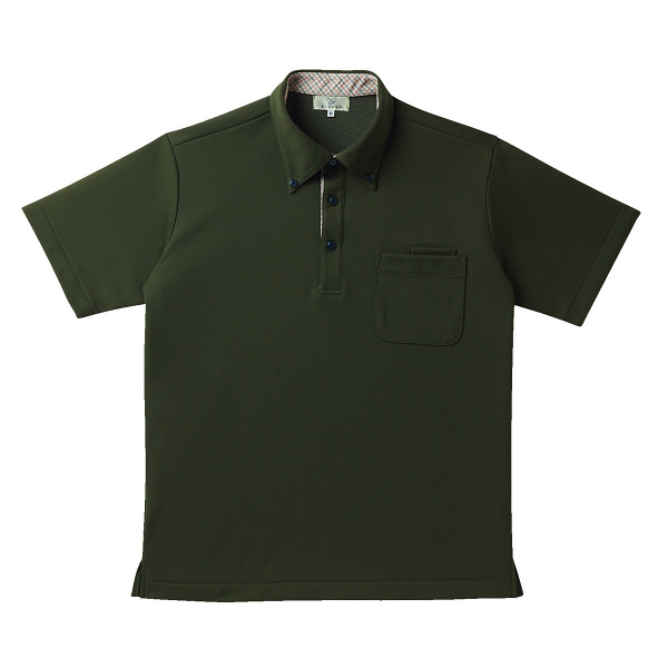 トンボ 介護ユニフォーム キラク 男女兼用ニットシャツ CR143 ダークグリーン 4L 1枚（取寄品）