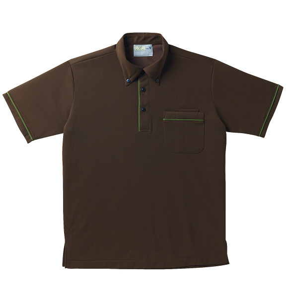 トンボ 介護ユニフォーム キラク 男女兼用ニットシャツ CR144 ブラウン 4L 1枚（取寄品）