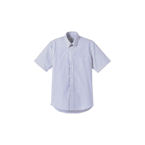 ボンマックス ユニセックスシャツ半袖ストライプ ネイビー L FB4509U-8-L 1着