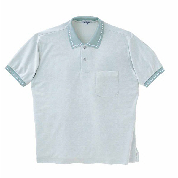 トンボ 介護ユニフォーム キラク 男女兼用ポロシャツ CR065 ブルー 4L 1枚（取寄品）