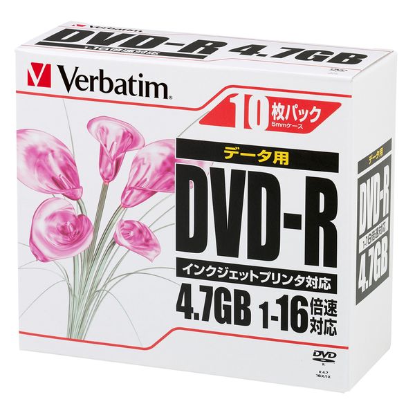 PCデータ用DVD-R 4.7GB 16倍速 DHR47JPP10 1箱（10パック100枚） バーベイタム