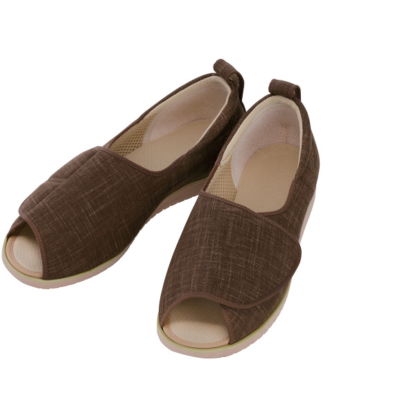 あゆみ 介護靴 1026オープン和（なごみ） 茶L（23.0-23.5cm）両足 施設・院内用（取寄品）