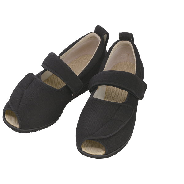 あゆみ 介護靴 7018オープンマジックII 9E ブラックLL（24.0-24.5cm）両足 施設・院内用（取寄品）