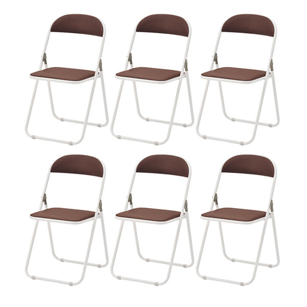 TOKIO　折りたたみイス ホワイトフレーム（背座:ビニールレザー 折りたたみ可能） ブラウン 1箱（6脚入） パイプ椅子 オリジナル