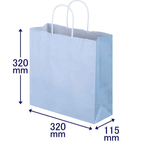 手提げ紙袋　丸紐　パステルカラー　水色　M　1箱（300枚：50枚入×6袋）　スーパーバッグ  オリジナル