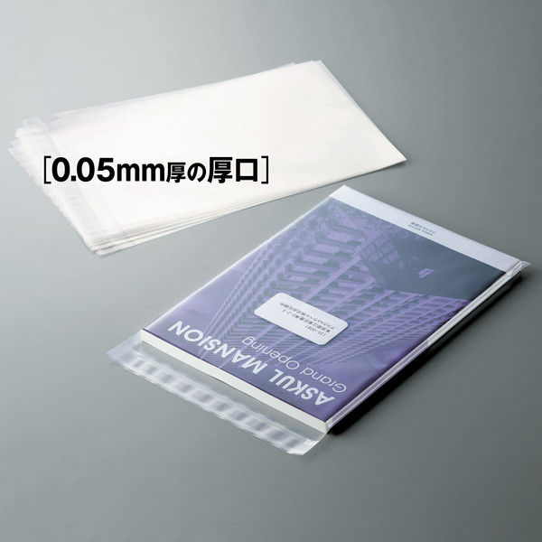 日本紙通商 OPP袋（テープ・フタ付き） 0.05mm厚 NPT-R21-011 A4 透明封筒 1袋（100枚入）