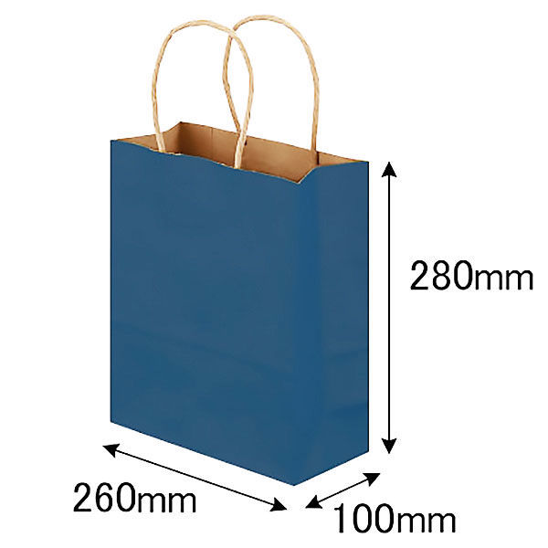 手提げ紙袋　丸紐　ベーシックカラー　青　S　1箱（300枚）　スーパーバッグ  オリジナル