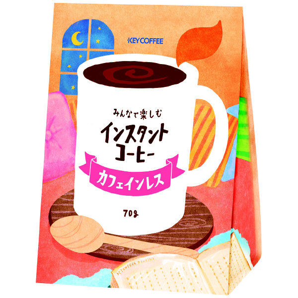 【インスタントコーヒー】キーコーヒー みんなで楽しむインスタントコーヒー カフェインレス 1袋（70g）