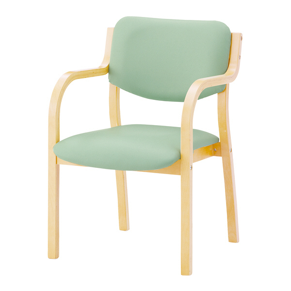 アイリスチトセ 福祉用イス グリーン幅520mm 天然木 スタッキング椅子 ダイニングチェア 介護用 疲れにくい 安定
