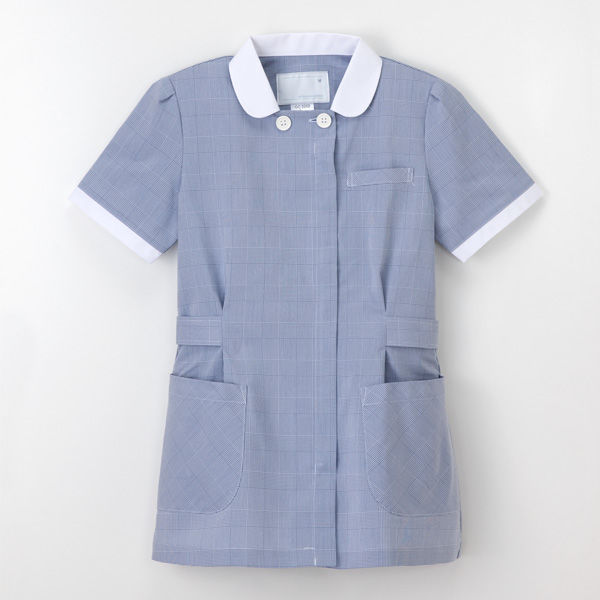 ナガイレーベン 実習上衣 ナースジャケット 医療白衣 女性用 半袖 ブルー L GC-2202（取寄品）