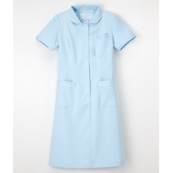 ナガイレーベン ワンピース ナースワンピース 医療白衣 半袖 ブルー S FT-4417（取寄品）