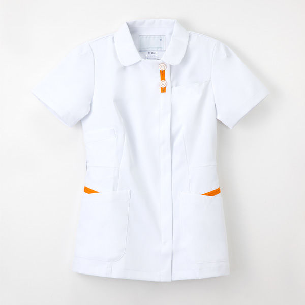 ナガイレーベン 女子上衣 ナースジャケット 医療白衣 半袖 Tオレンジ M FT-4532（取寄品）