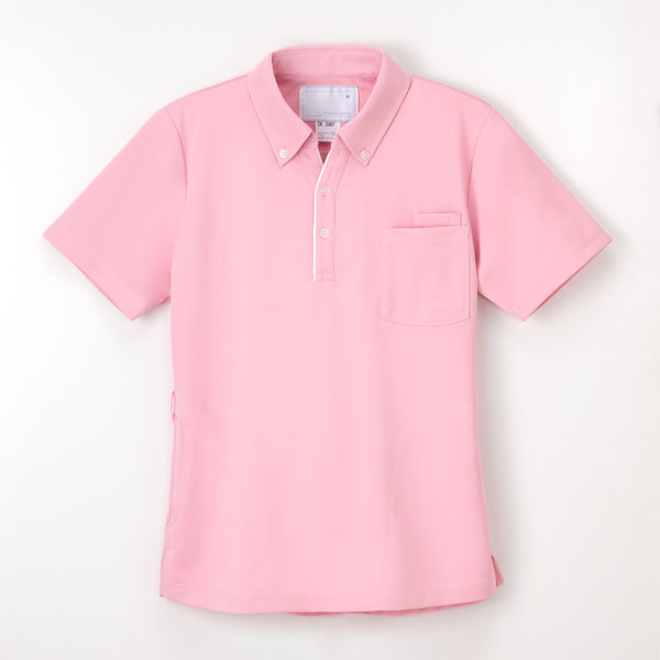 ナガイレーベン 男女兼用ニットシャツ 介護ユニフォーム ピンク BL CX-2487（取寄品）
