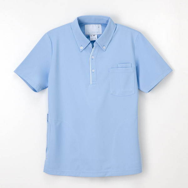 ナガイレーベン 男女兼用ニットシャツ 介護ユニフォーム ブルー S CX-2487（取寄品）