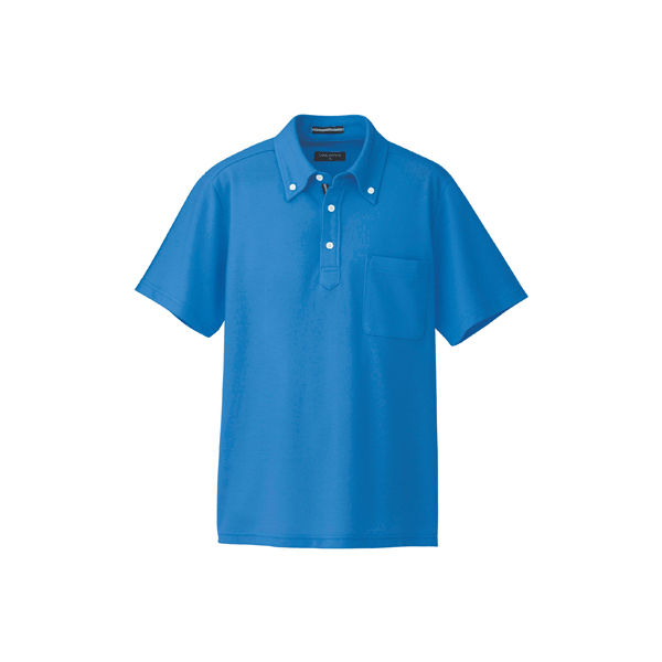 AITOZ（アイトス） 半袖ボタンダウンポロシャツ（男女兼用） 介護ユニフォーム ブルー S AZ-7617-006（直送品）