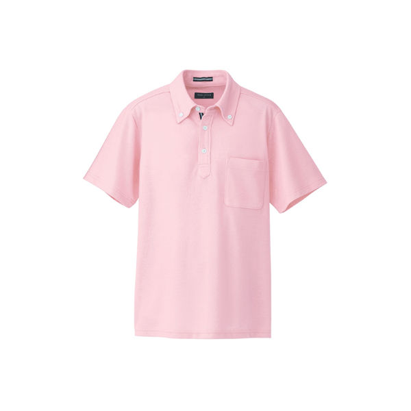 AITOZ（アイトス） 半袖ボタンダウンポロシャツ（男女兼用） 介護ユニフォーム ピンク 3L AZ-7617-060（直送品）