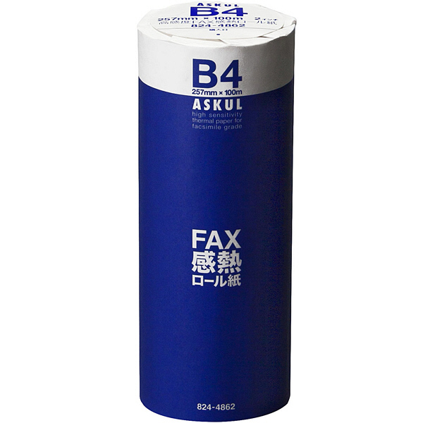 高感度FAX感熱ロール紙　B4(幅257mm)　長さ100m×芯径2インチ(ロール紙外径　約99mm)　1箱（6本入）　アスクル  オリジナル