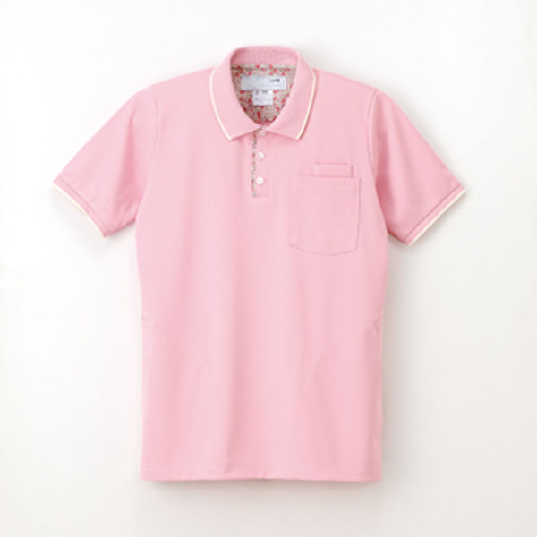ナガイレーベン 男女兼用ニットシャツ 介護ユニフォーム ピンク S CX-2992（取寄品）