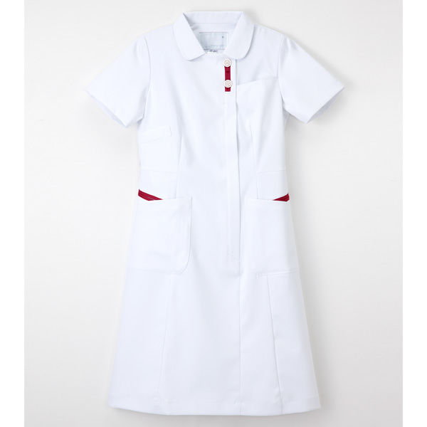 ナガイレーベン ワンピース ナースワンピース 医療白衣 半袖 Tバーガンディ M FT-4537（取寄品）