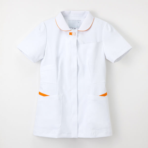 ナガイレーベン 女子上衣 ナースジャケット 医療白衣 半袖 Tオレンジ S FT-4552（取寄品）