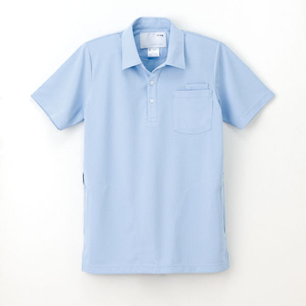 ナガイレーベン 男女兼用ニットシャツ 介護ユニフォーム ブルー BL CX-2437（取寄品）