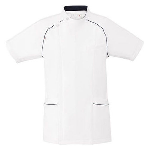 ルコックスポルティフ　メンズジャケット（サイドファスナー　医務衣）　UQM1001　ホワイト×ネイビー　L