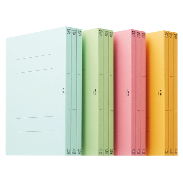 アスクル　フラットファイル　A4タテ　エコノミータイプ　12冊（4色Ｘ3冊）　4色セット オリジナル