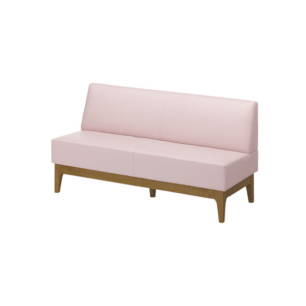 アスプルンド 待合室ベンチ（ロビーベンチ） 木脚 幅1500mm ピンク 1脚（3梱包）2人掛け PVCレザー張地 長椅子
