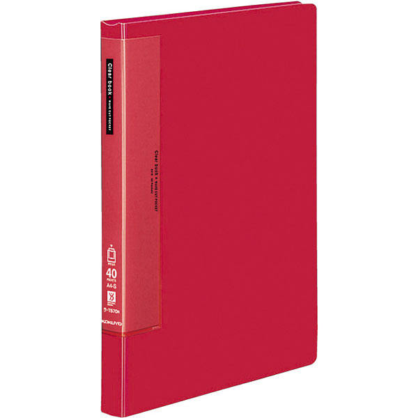 コクヨ　クリヤーブック（ウェーブカット・固定式）　A4タテ40ポケット　赤　レッド　ラ-T570R　1箱（20冊：4冊入×5箱）