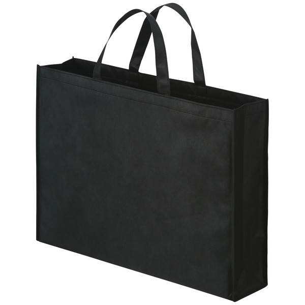 アスクル　不織布手提げ袋　ブラック　大　幅530ｍｍ×高さ400×マチ幅120ｍｍ　1セット（50枚）  オリジナル