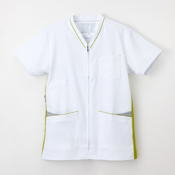 ナガイレーベン 男女兼用上衣（スクラブ） 医療白衣 半袖 Tライトグリーン L FT-4502（取寄品）