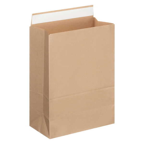 「現場のチカラ」 スーパーバッグ 宅配袋（紙製） 茶 大・マチ広サイズ 封かんシール付 1パック（100枚入）  オリジナル