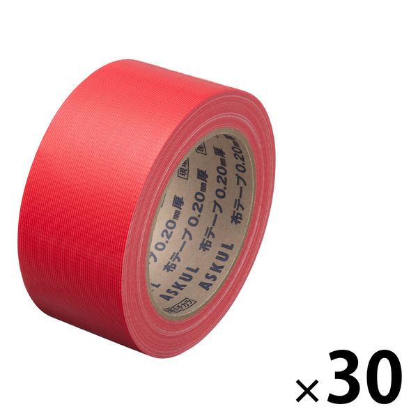 【ガムテープ】 現場のチカラ カラー布テープ 0.20mm厚 幅50mm×長さ25m 赤 アスクル 1箱（30巻入）  オリジナル