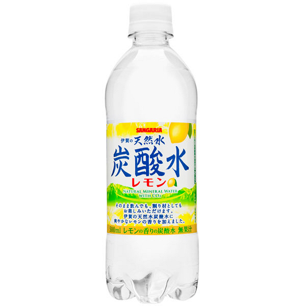 サンガリア　伊賀の天然水炭酸水レモン　500ml　1セット（48本）