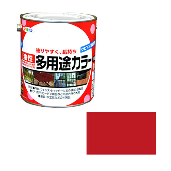 アサヒペン 油性多用途カラー 1.6L （赤） 9016588（直送品）