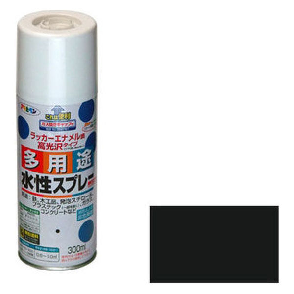 アサヒペン 水性多用途スプレー 300mL (ツヤ消し黒) 901385 1個