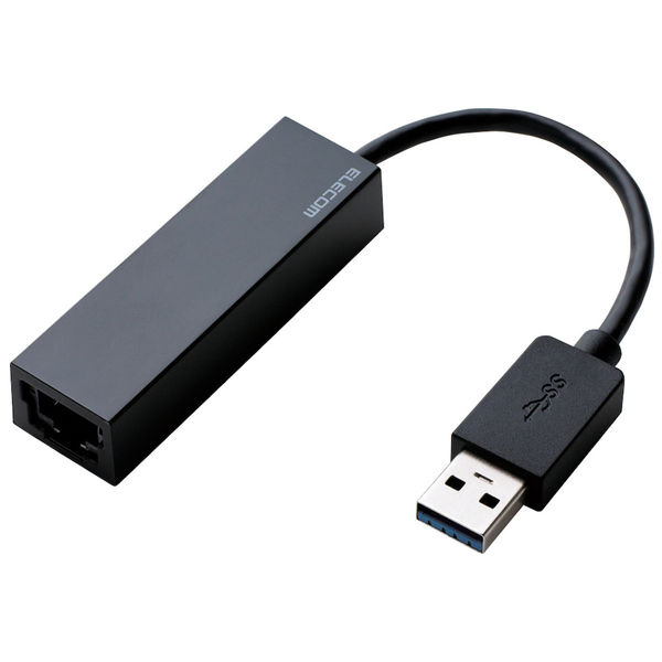 有線LAN アダプタ USB3.0 ゲーミング ケーブル長 9cm EU RoHS指令準拠(10物質) ブラック EDC-GUA3-B エレコム 1個