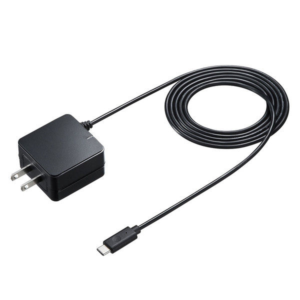 【処分品】サンワサプライ Quick Charge 3.0対応AC充電器（USB Type Cケーブル一体型・ブラック） ACA-QC46CBK 1個（直送品）