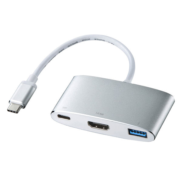 サンワサプライ USB Type C-HDMIマルチ変換アダプタプラス AD-ALCMHDP01 1個