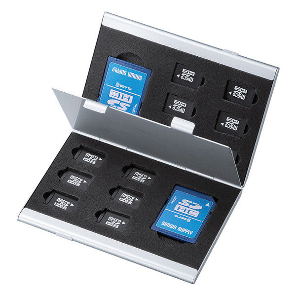 サンワサプライ アルミメモリーカードケース（microSDカード用・両面収納タイプ） FC-MMC5MICN 1個（直送品）