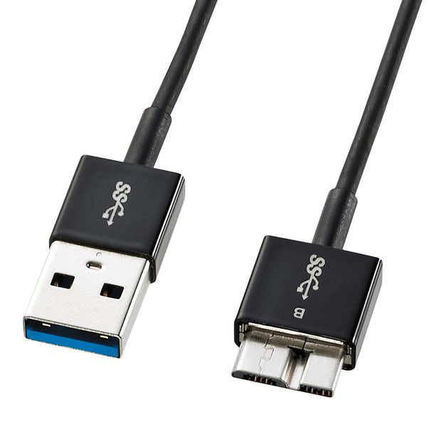 サンワサプライ USB3.0マイクロケーブル 超ごく細 A-MicroB ブラック 0.3m KU30-AMCSS03 1本（直送品）